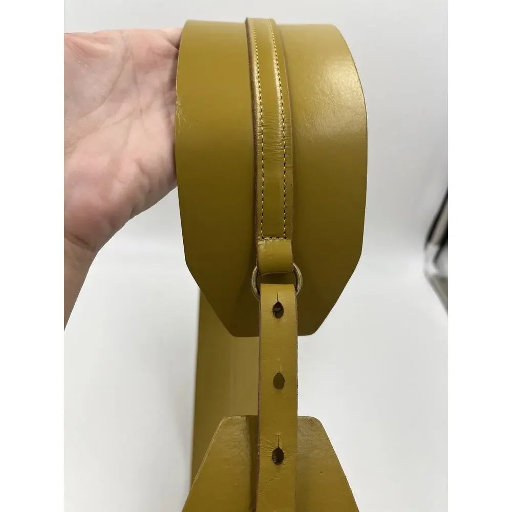 By Anthropologie wide leather corset cinch belt Plus size 1X Gold Yellow Boho